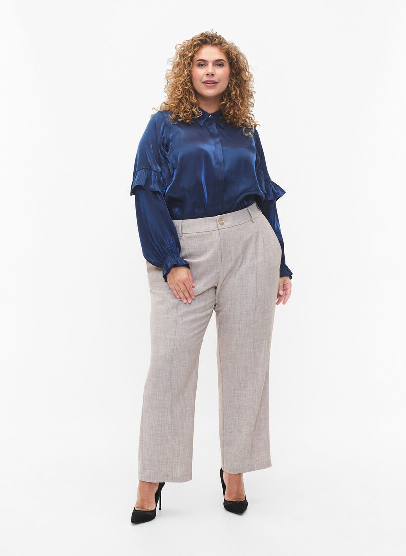 Viskose-Shirt mit Rüschen, Titan, Model image number 2