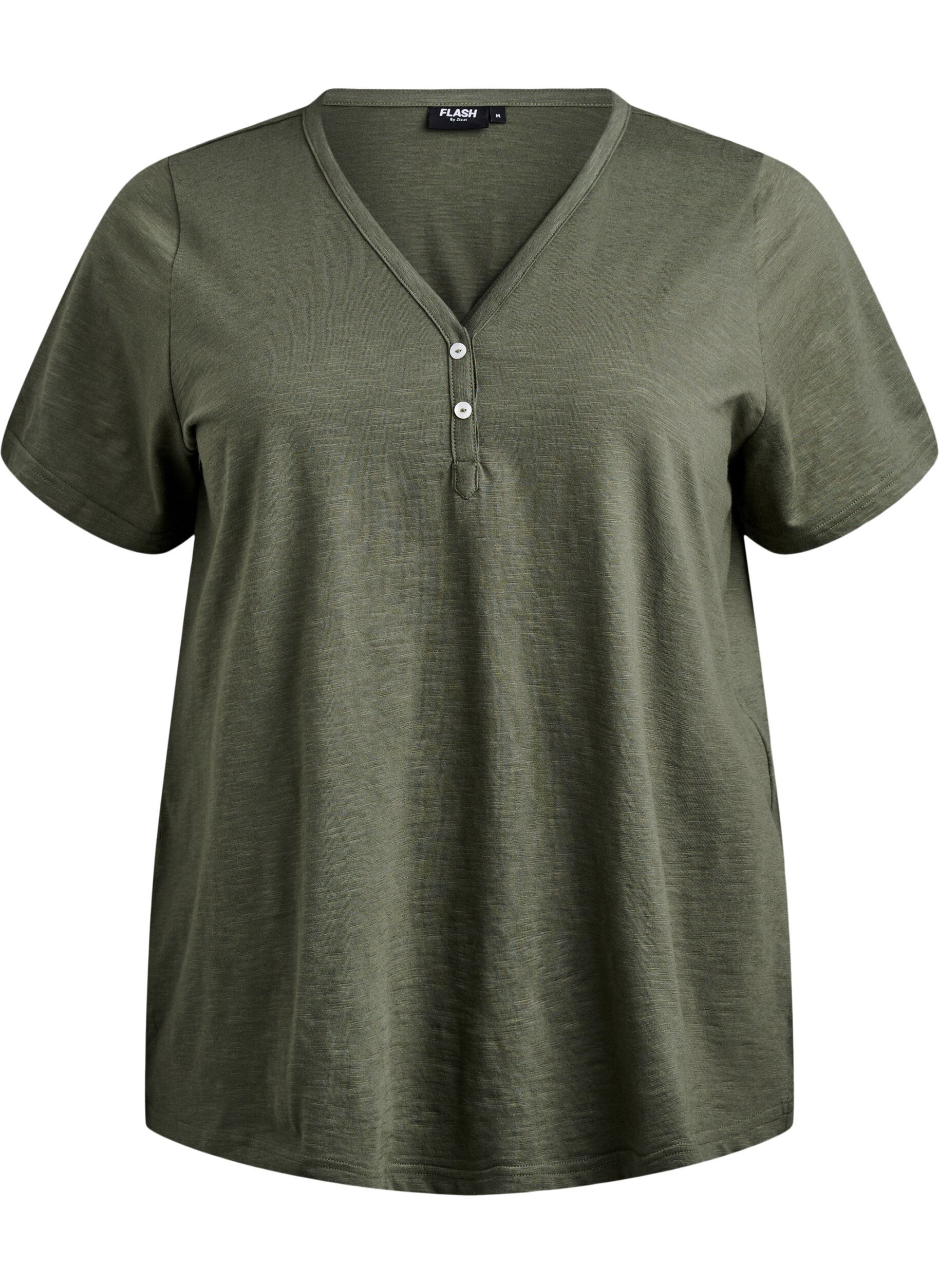 ZizziT-shirt dot&eacute; de boutons, Vert, Packshot image number 0