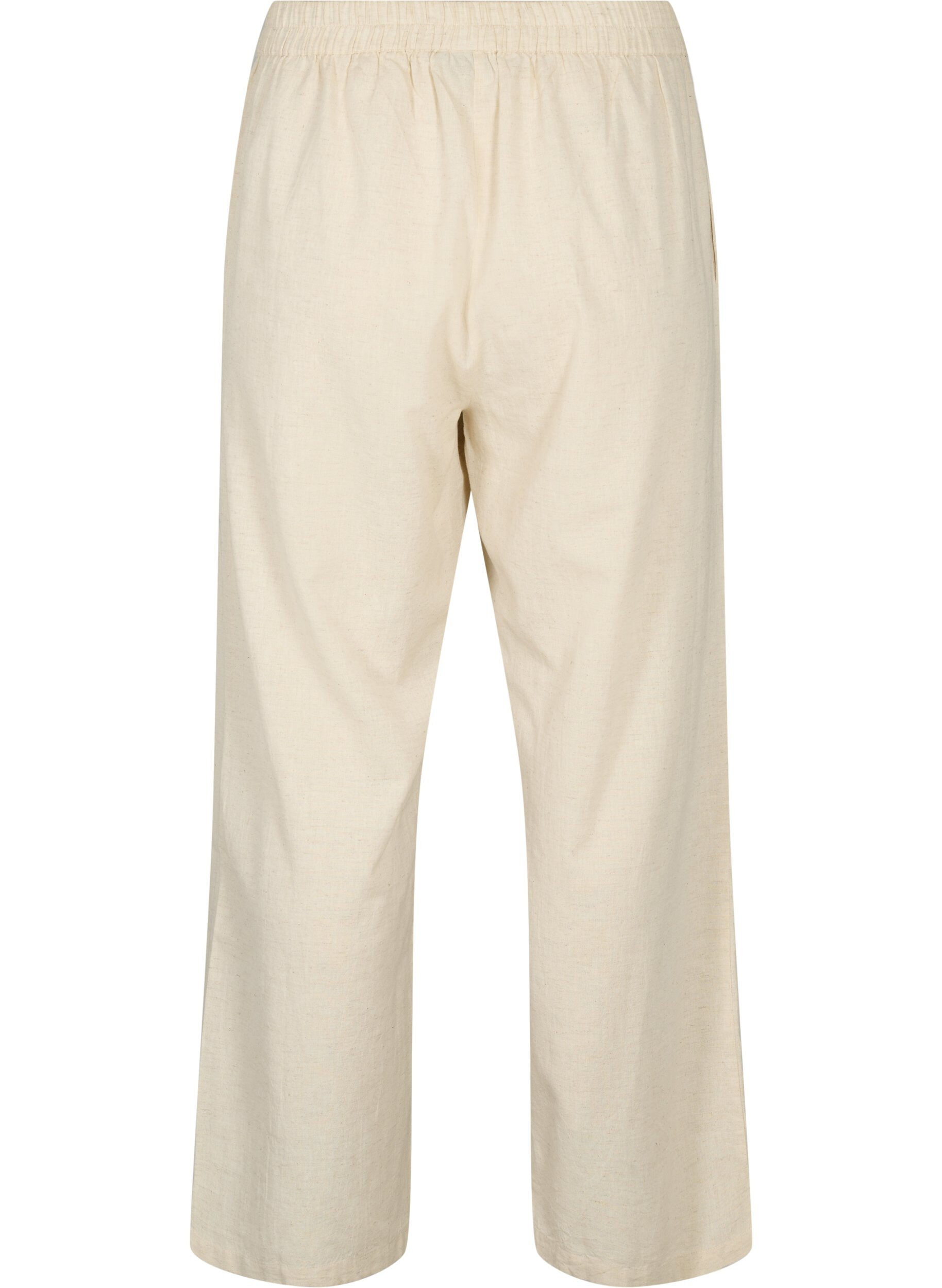 Zizzi Pantalon taille haute en coton et en lin, Whitecap Gray, Packshot image number 1