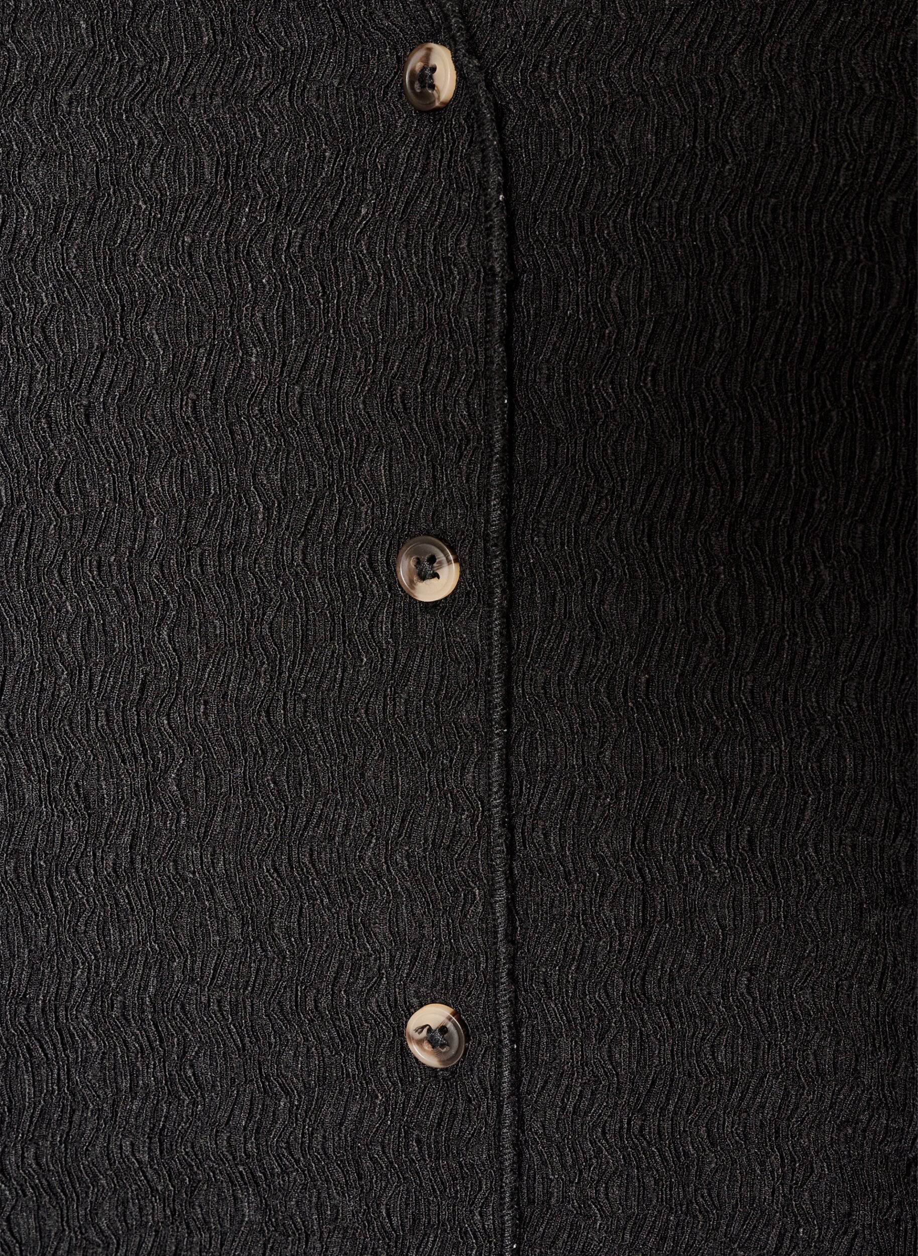 ZizziTop sans manches &agrave; texture ondul&eacute;e et fermeture boutonn&eacute;e, Noir, Packshot image number 2