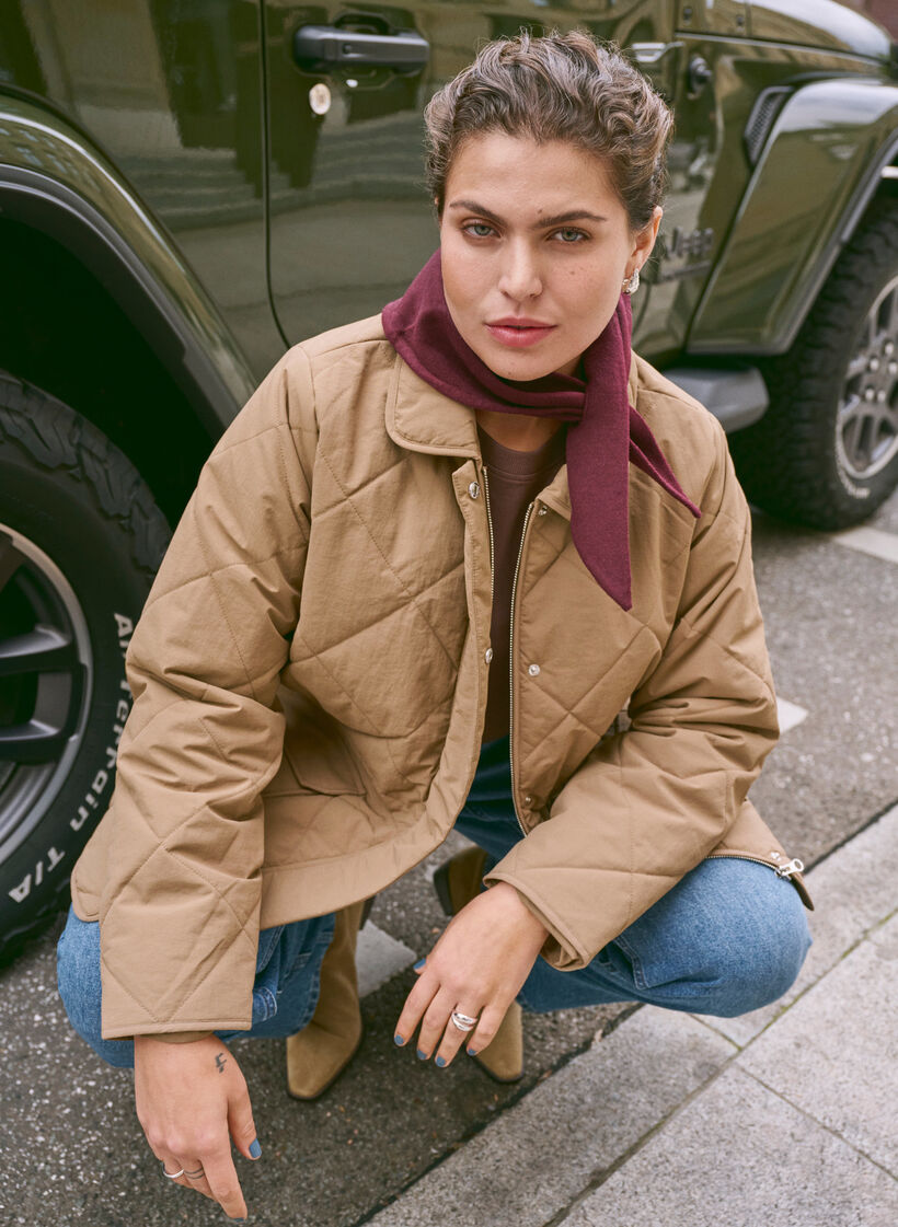 Veste matelassée avec col et poches, Camel, Image image number 0