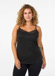 Geripptes Top aus Jersey mit Spitzen, Schwarz, Model image number 0
