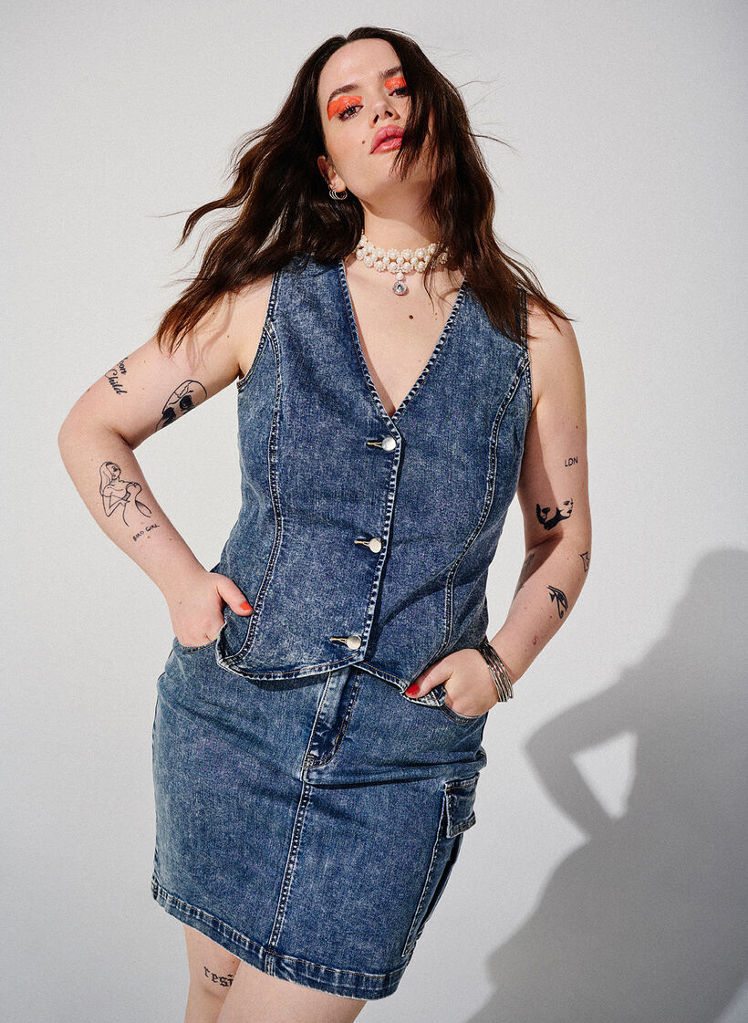 Jupe en jean près du corps avec poche cargo, Blue Denim, Image image number 0