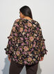 Bluse mit Blumenprint und R&uuml;schendetails, Schwarz, Model image number 2