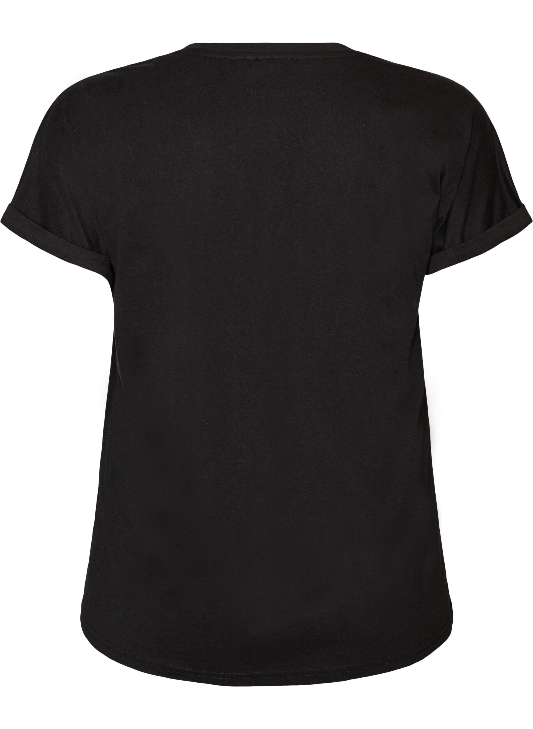 ZizziT-Shirt aus Baumwolle mit Blumenprint, Schwarz, Packshot image number 1