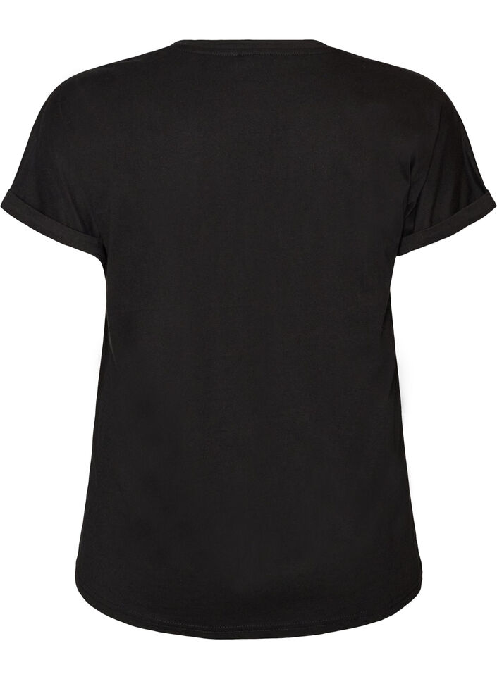 T-Shirt aus Baumwolle mit Blumenprint, Schwarz, Packshot image number 1