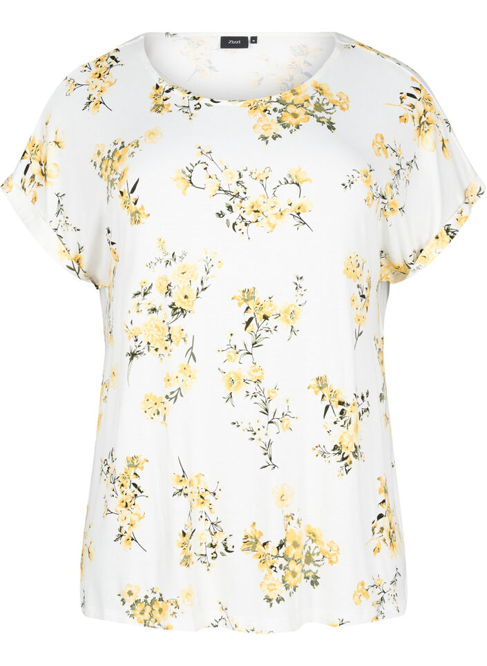 T-shirt avec imprim&eacute; floral, Jaune, Packshot image number 0
