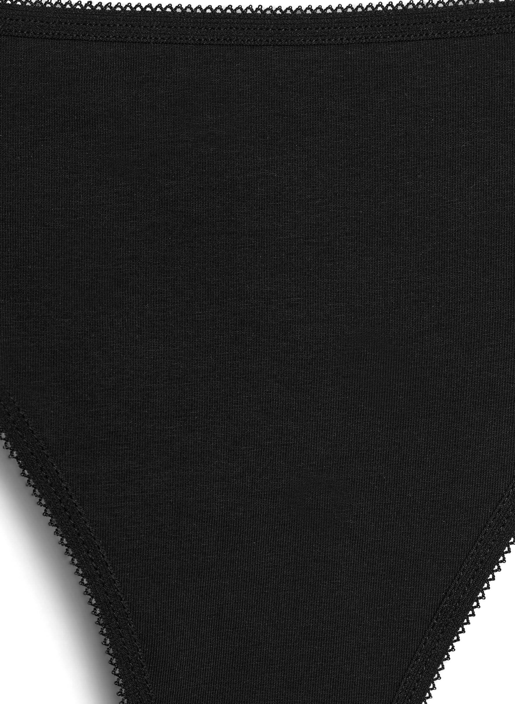 Zizzi 7-pack strings en coton taille basse, Noir, Packshot image number 2