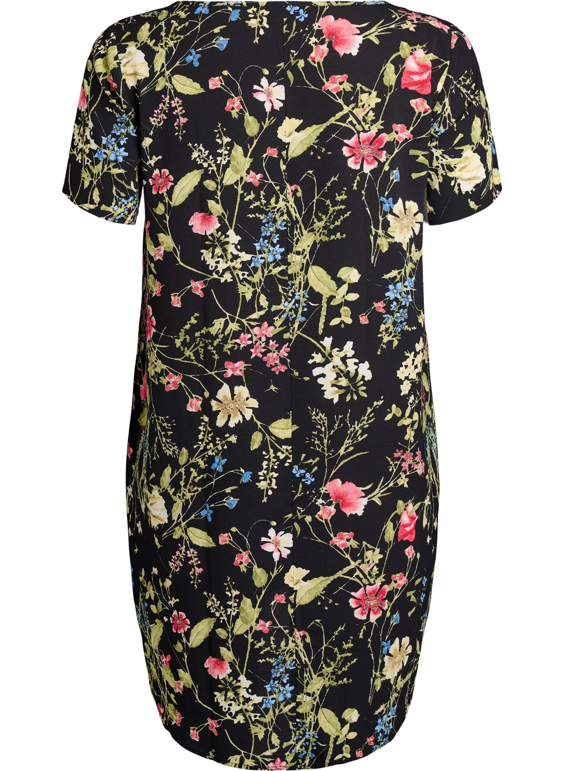 ZizziKleid mit Aufdruck und kurzen &Auml;rmeln, Schwarz, Packshot image number 1