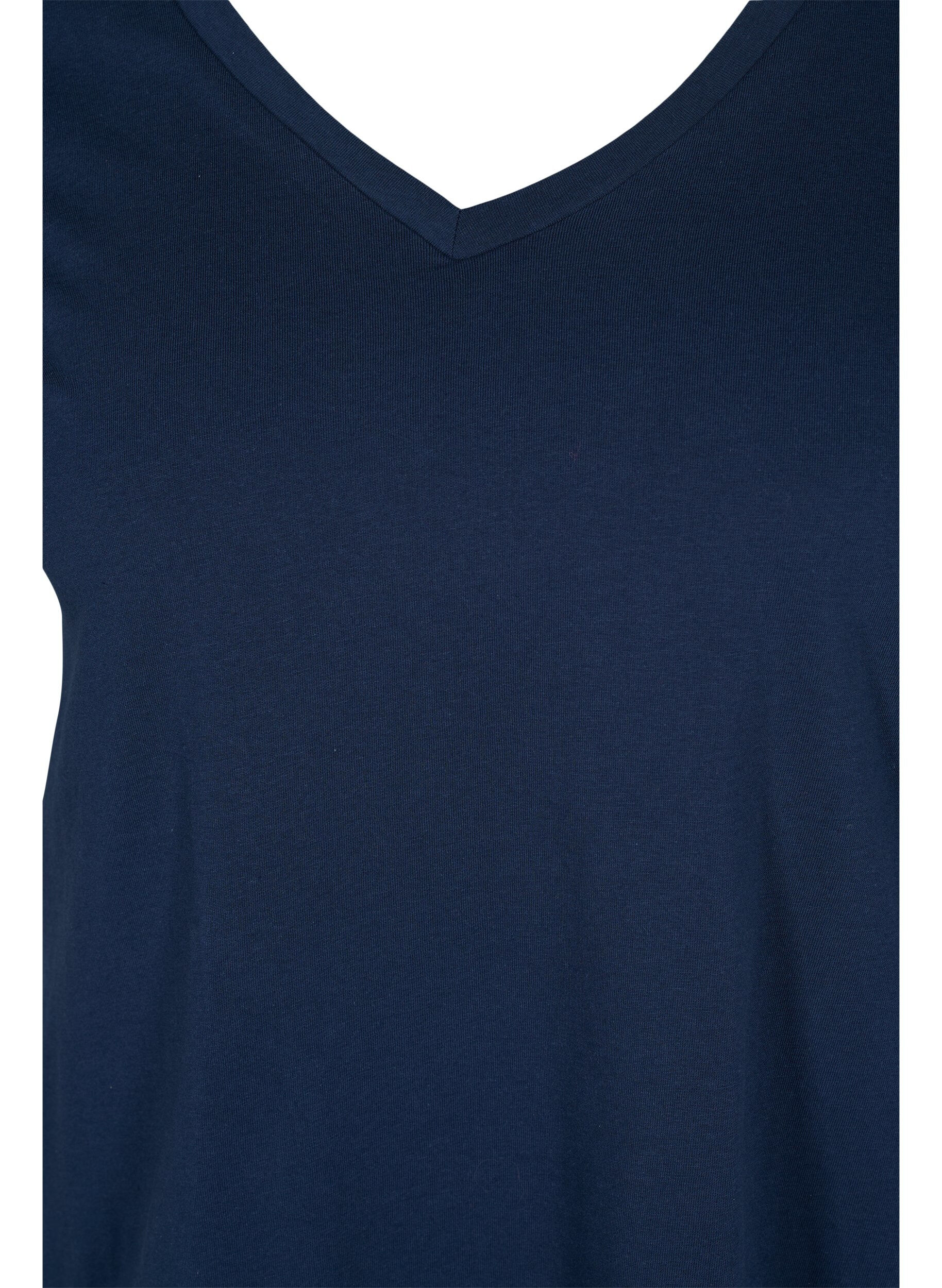 Zizzi 2er-Pack basic T-Shirts aus Baumwolle, Navy B/B White, Packshot image number 2
