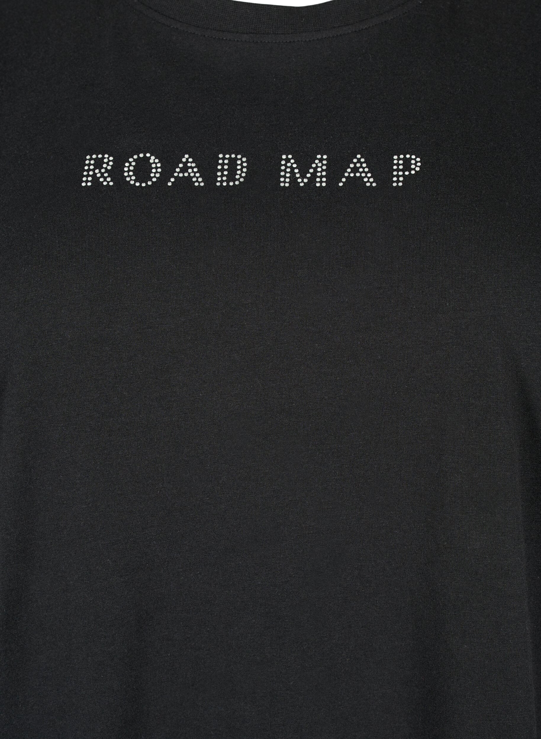 Zizzi T-Shirt aus Bio-Baumwolle mit Schmucksteinen, Black, Packshot image number 2