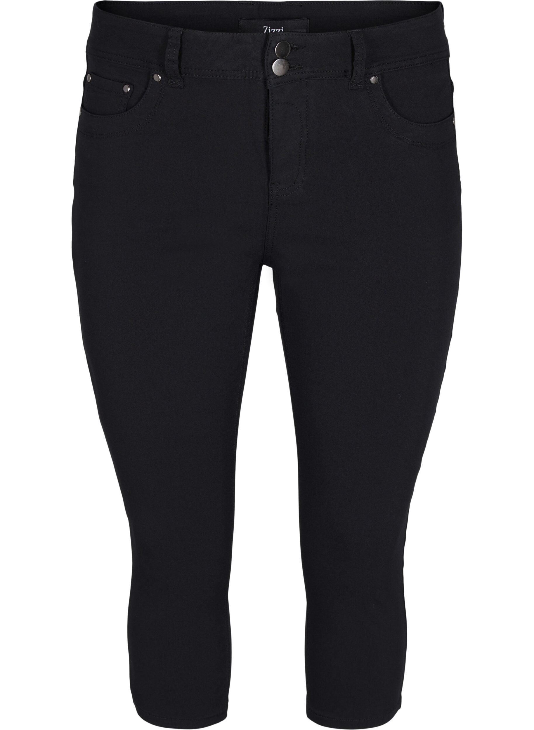 Zizzi Pantalon capri ajust&eacute; en m&eacute;lange de viscose, Black, Packshot image number 0