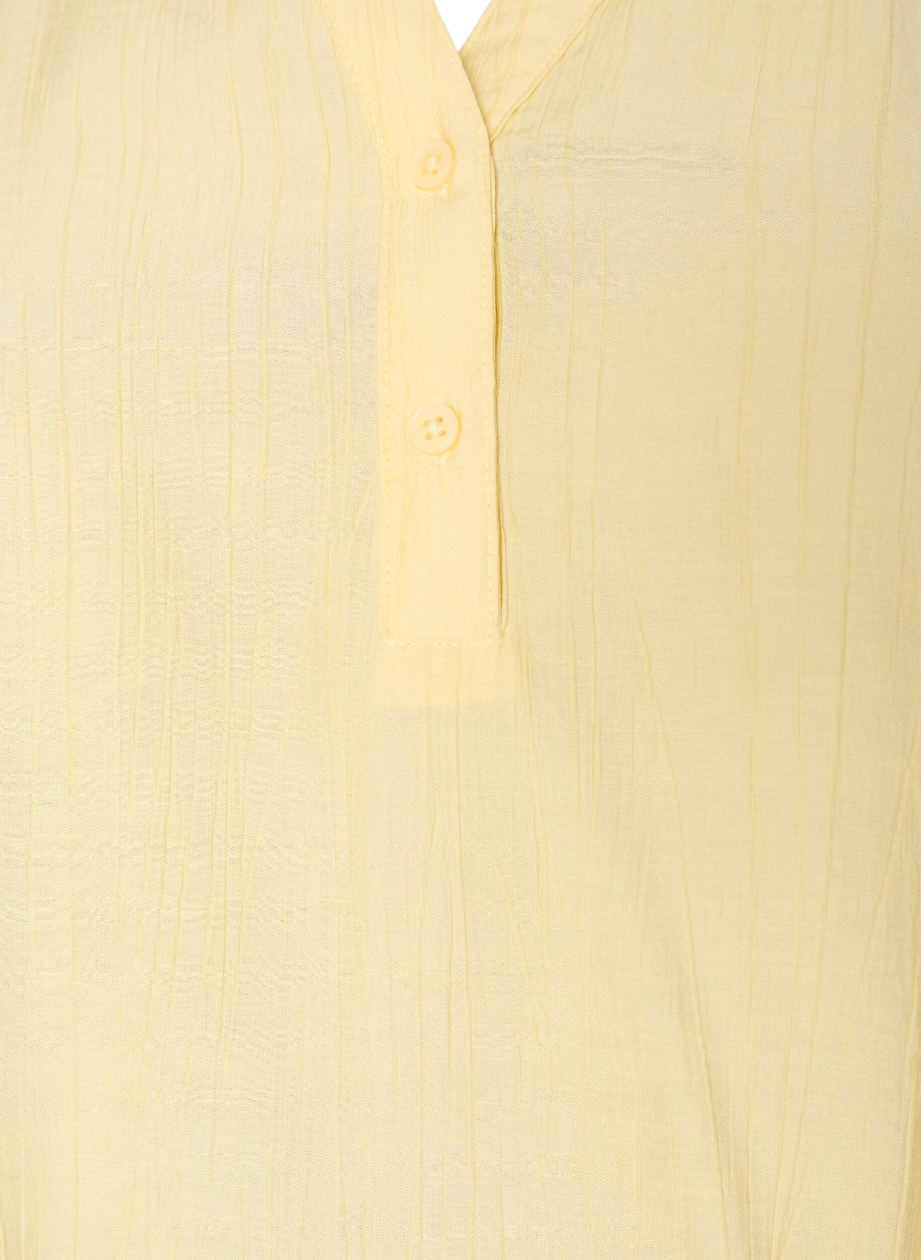 ZizziBlouse en m&eacute;lange de viscose textur&eacute;, avec manches courtes &agrave; volants, Jaune, Packshot image number 2