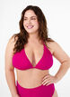 Haut de bikini forme triangle de couleur unie, Rose, Model image number 0