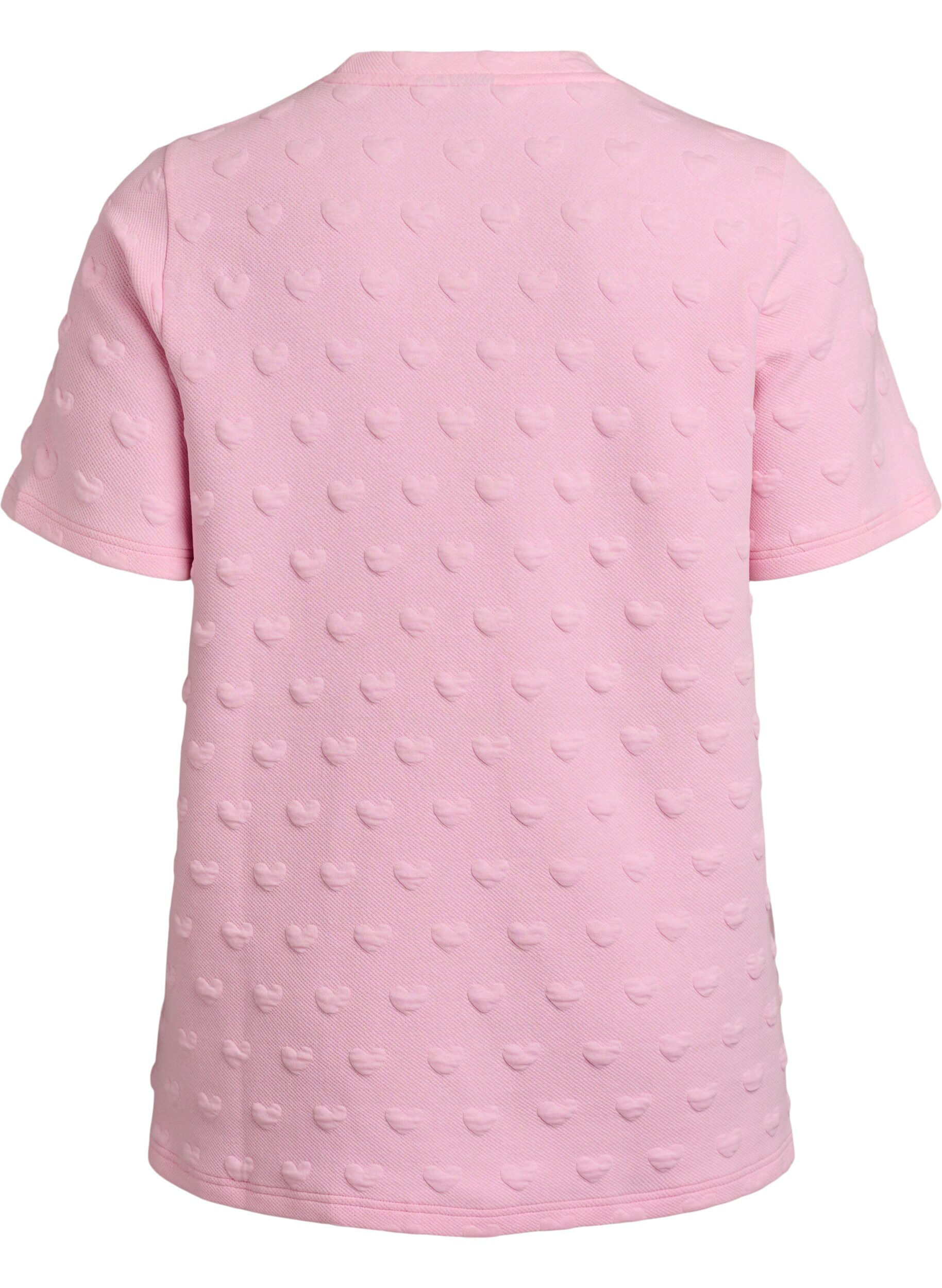 Zizzi T-shirt en jersey de coton gaufr&eacute;, Rose, Packshot image number 1