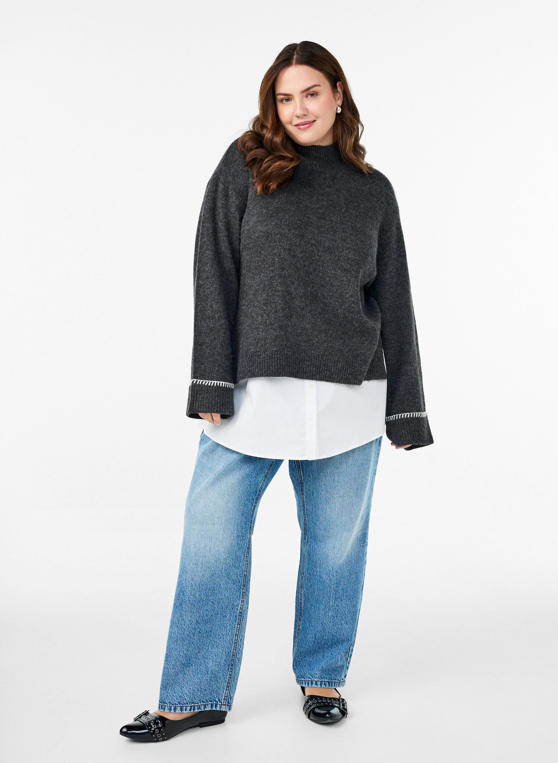 Zizzi Hemdverl&auml;ngerung aus 100% Baumwolle, Wei&szlig;, Model image number 1