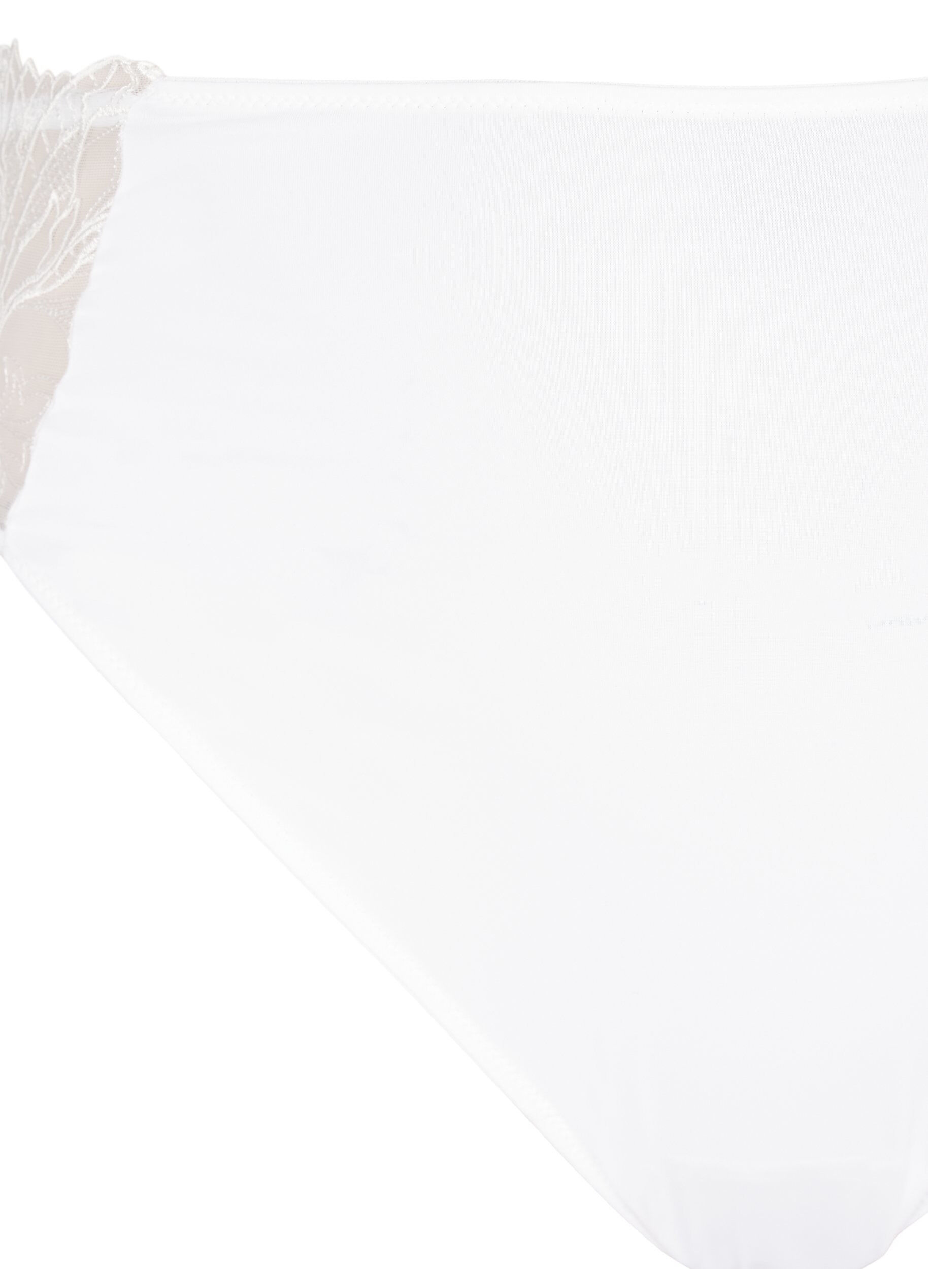 Zizzi Stringtanga aus Mikrofaser mit Spitzensaum, Wei&szlig;, Packshot image number 2