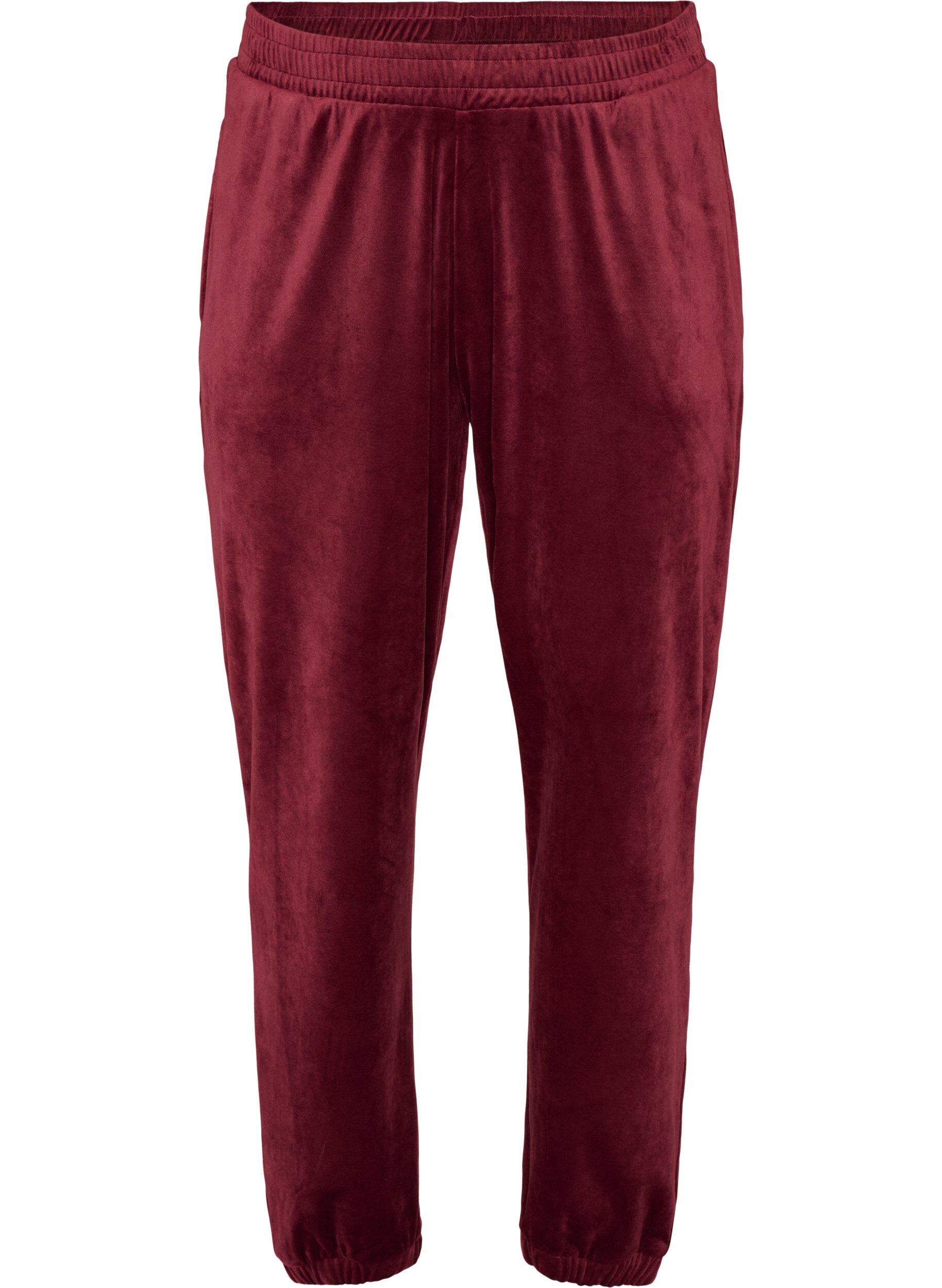 ZizziLockere Hose aus Velours, Rot, Packshot image number 0