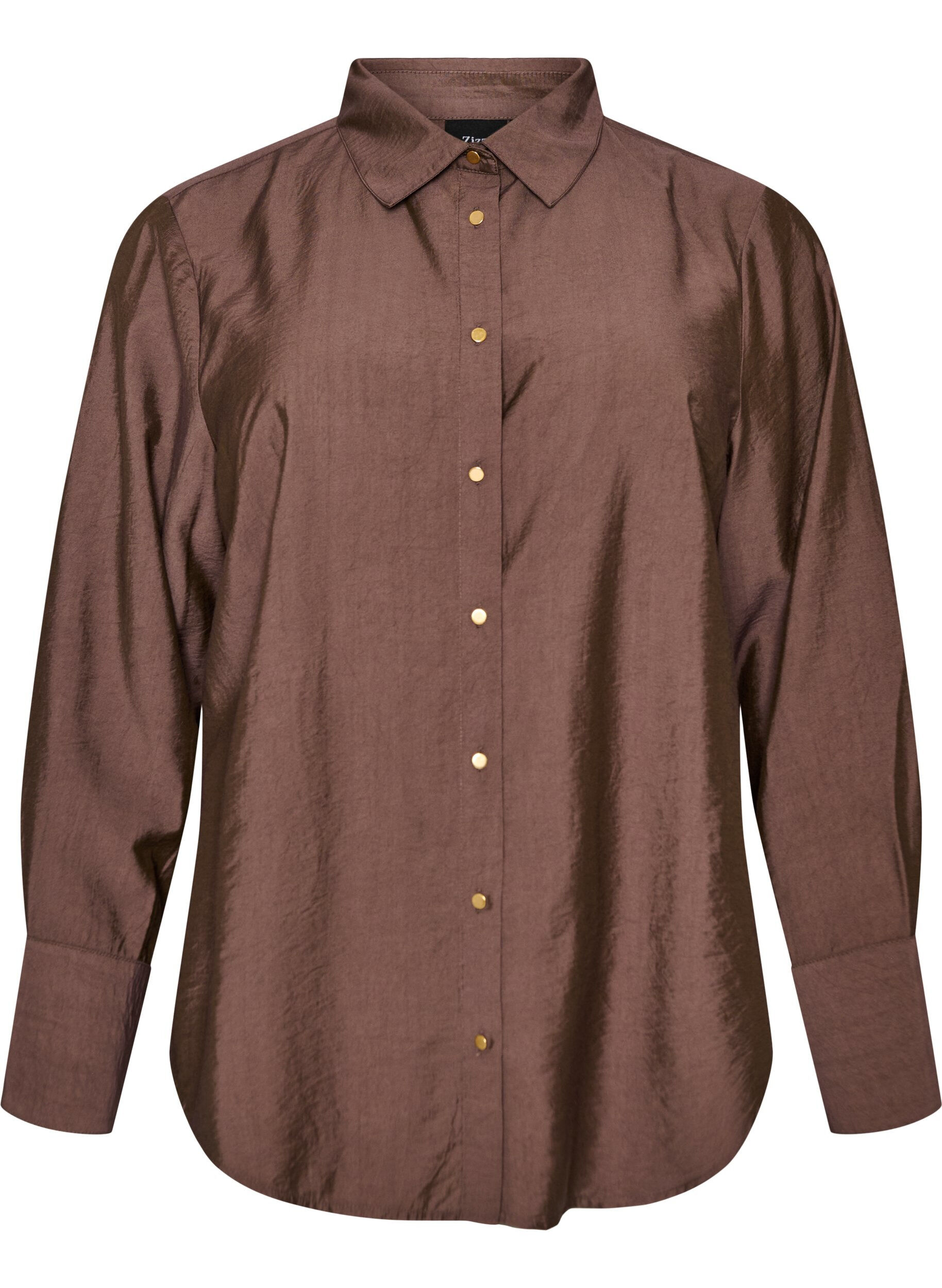 ZizziChemise en viscose avec des boutons dor&eacute;s, Marron, Packshot image number 0