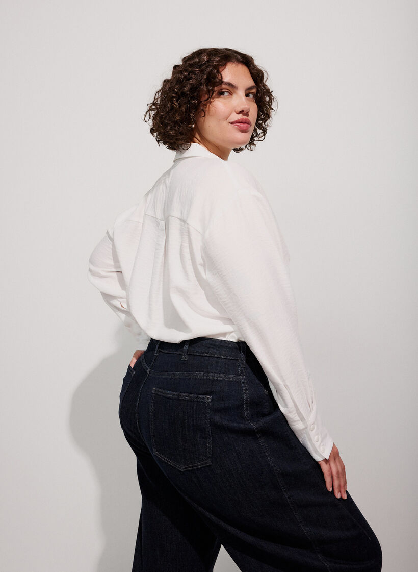 Chemise ample avec col en V, Blanc, Image image number 0