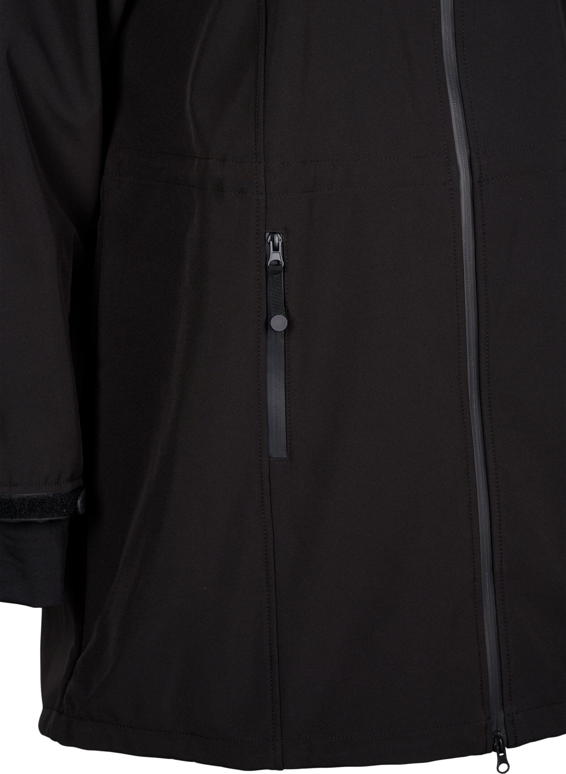 Zizzi Softshell-Jacke mit abnehmbarer Kapuze, Schwarz, Packshot image number 3