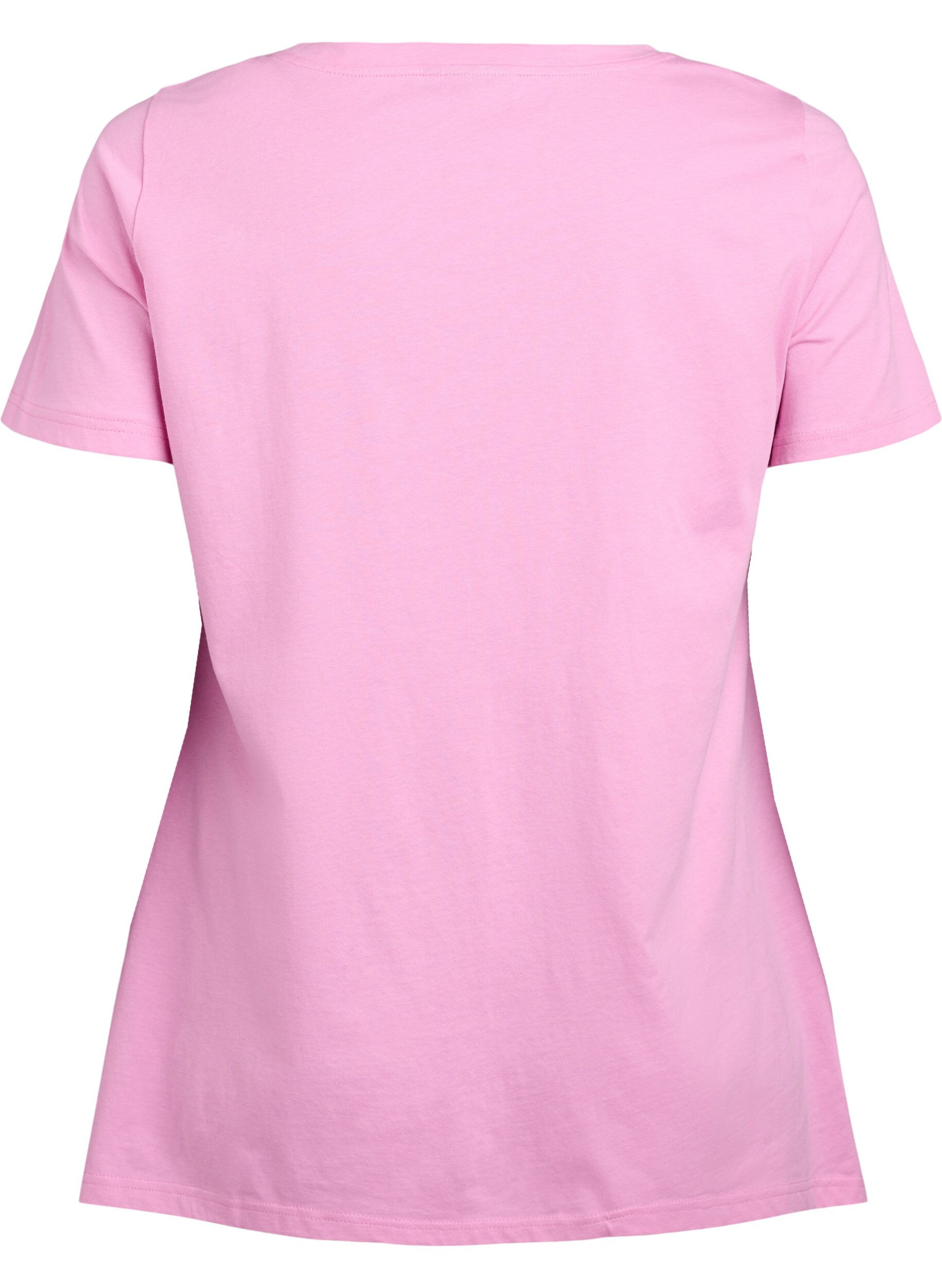 Zizzi T-Shirt mit Rundhalsausschnitt und A-Linie, Pink, Packshot image number 1
