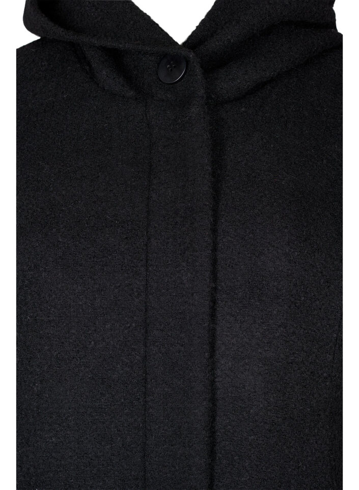 Manteau à capuche silhouette en A, Black, Packshot image number 2