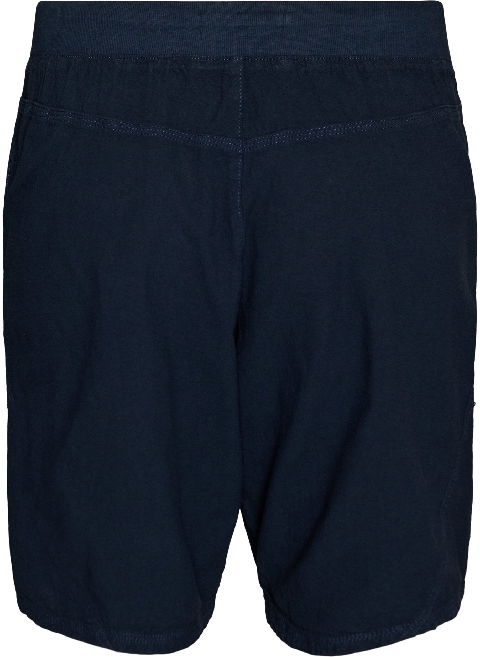 Zizzi Short en coton ample avec poches, Bleu, Packshot image number 1