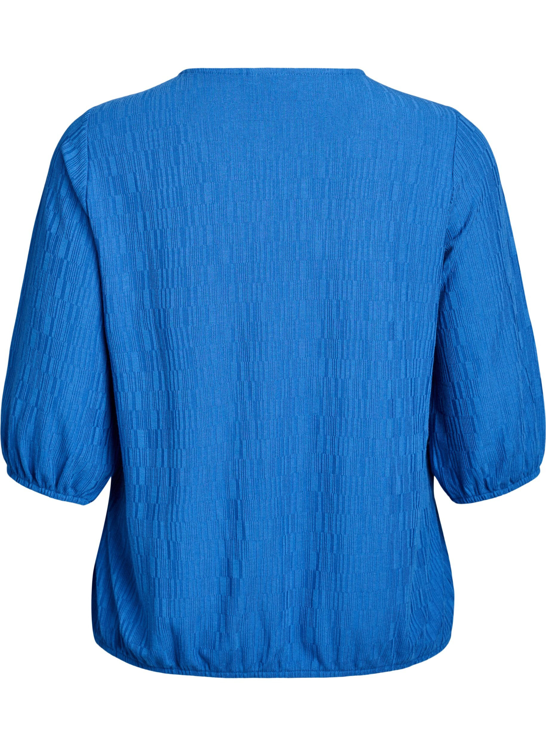 ZizziBluse mit Struktur und 3/4-&Auml;rmeln, Blau, Packshot image number 1