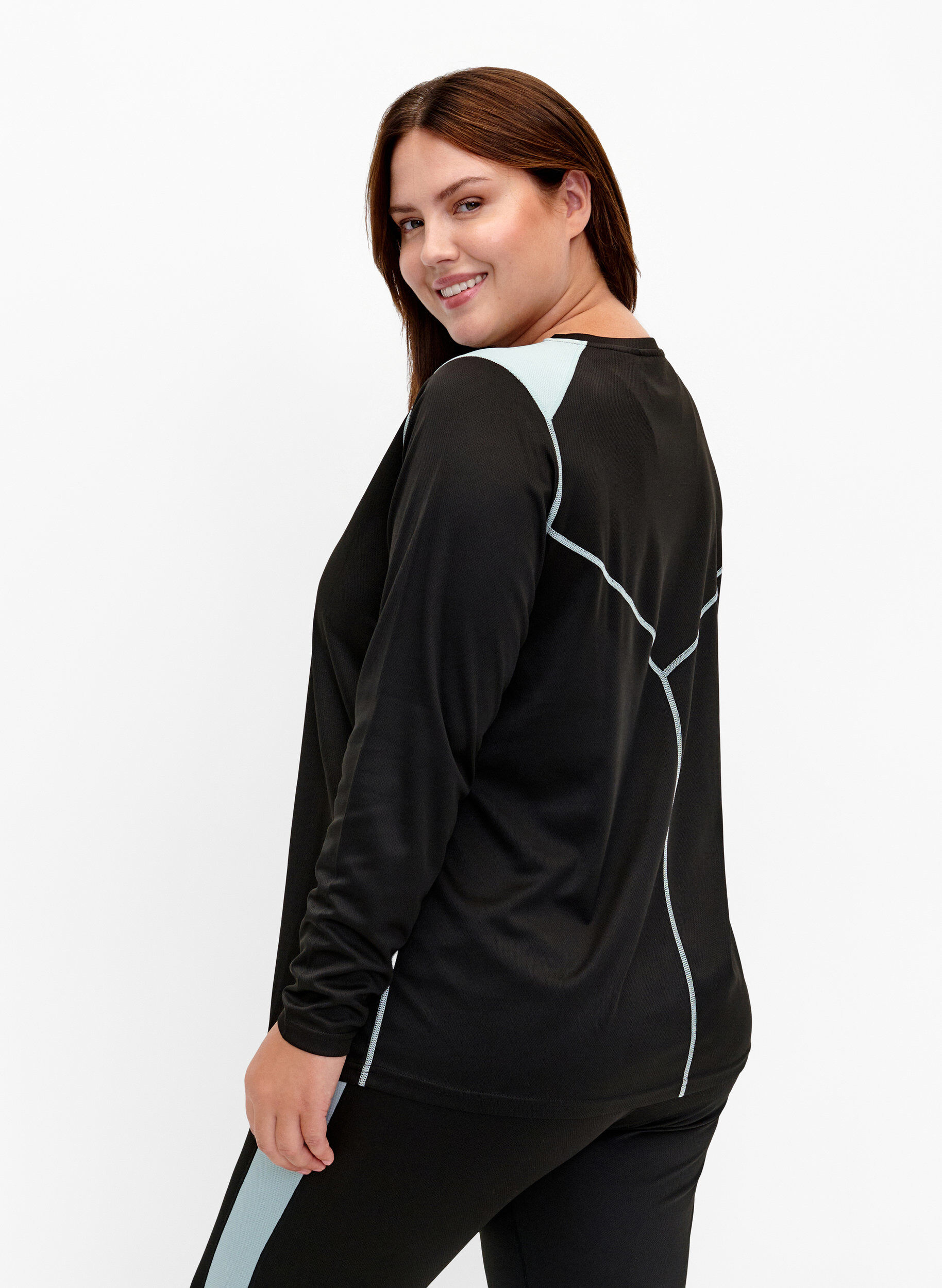 Zizzi Sous-pull de ski uni, Black w. Gray Mist, Model image number 1