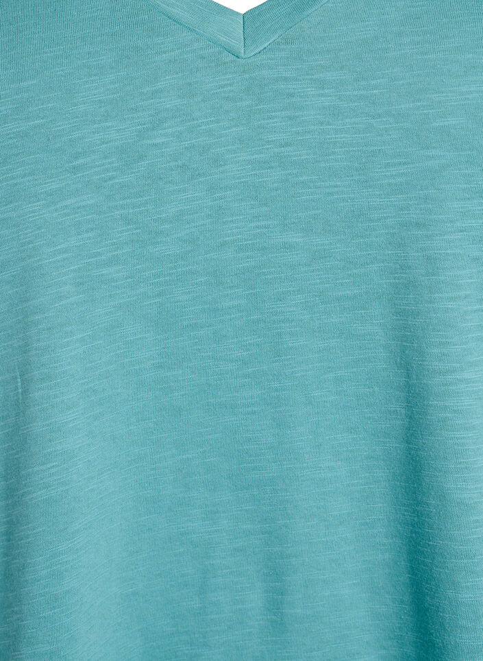 T-shirt basique &agrave; manches courtes avec col en V, Bleu, Packshot image number 2