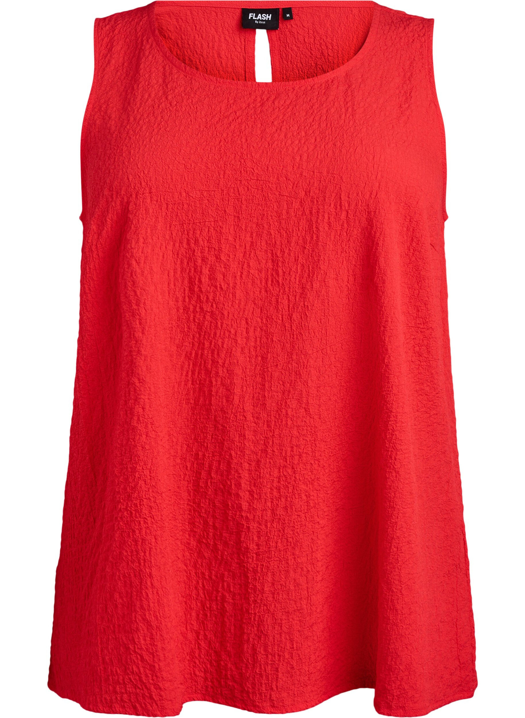 Zizzi&Auml;rmelloses Top mit Struktur, Rot, Packshot image number 0
