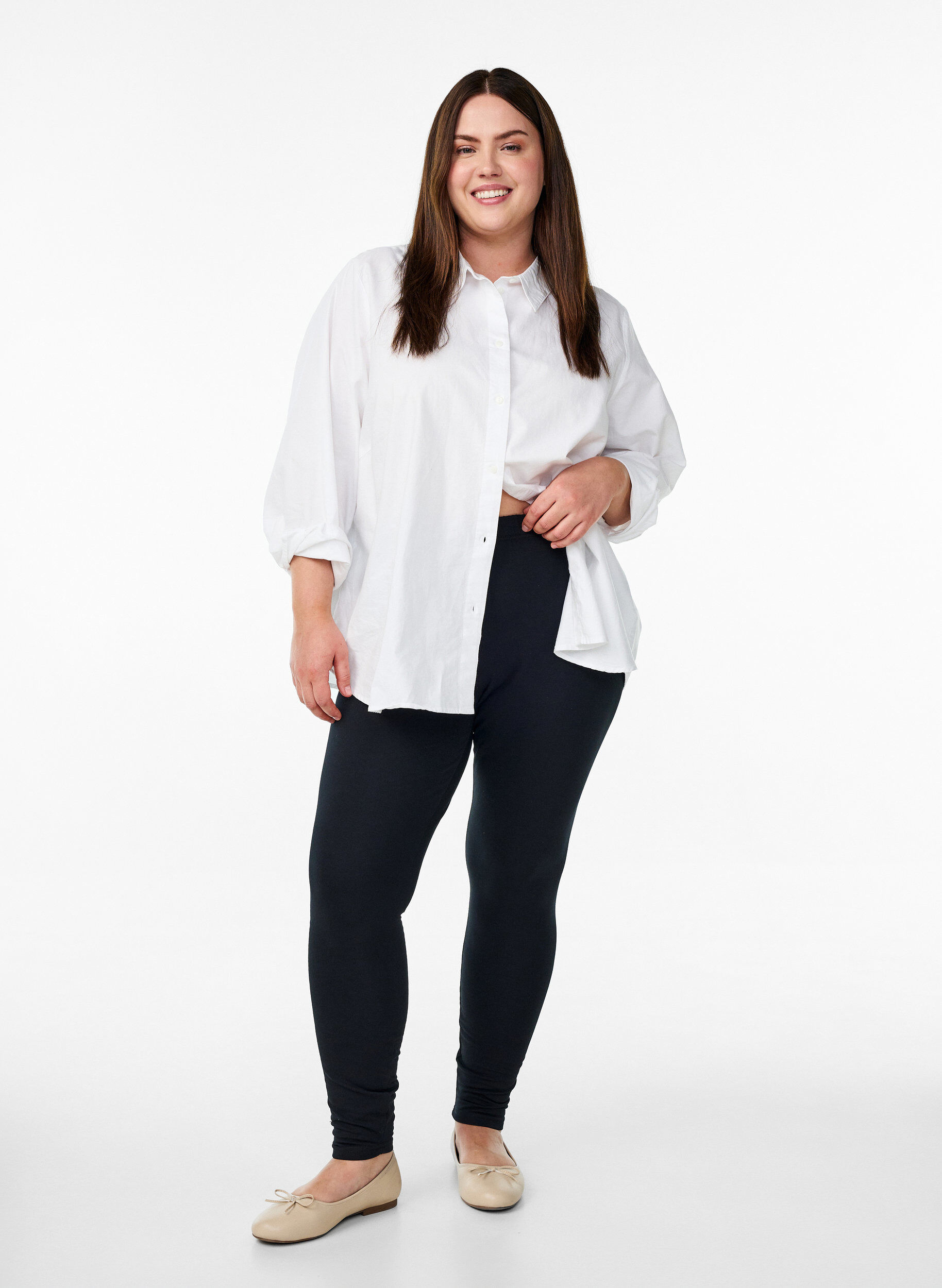 ZizziLeggings aus Baumwolle mit Futter, Schwarz, Model image number 1