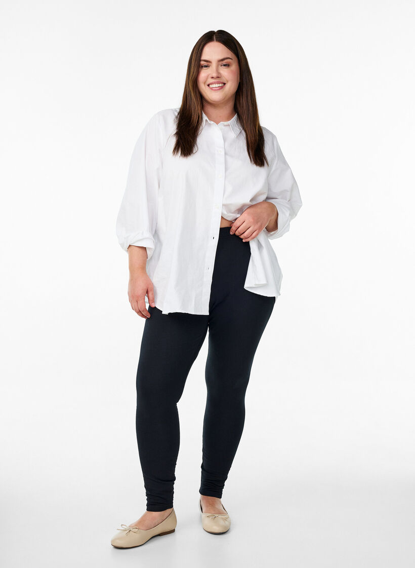 Leggings aus Baumwolle mit Futter, Schwarz, Model image number 1