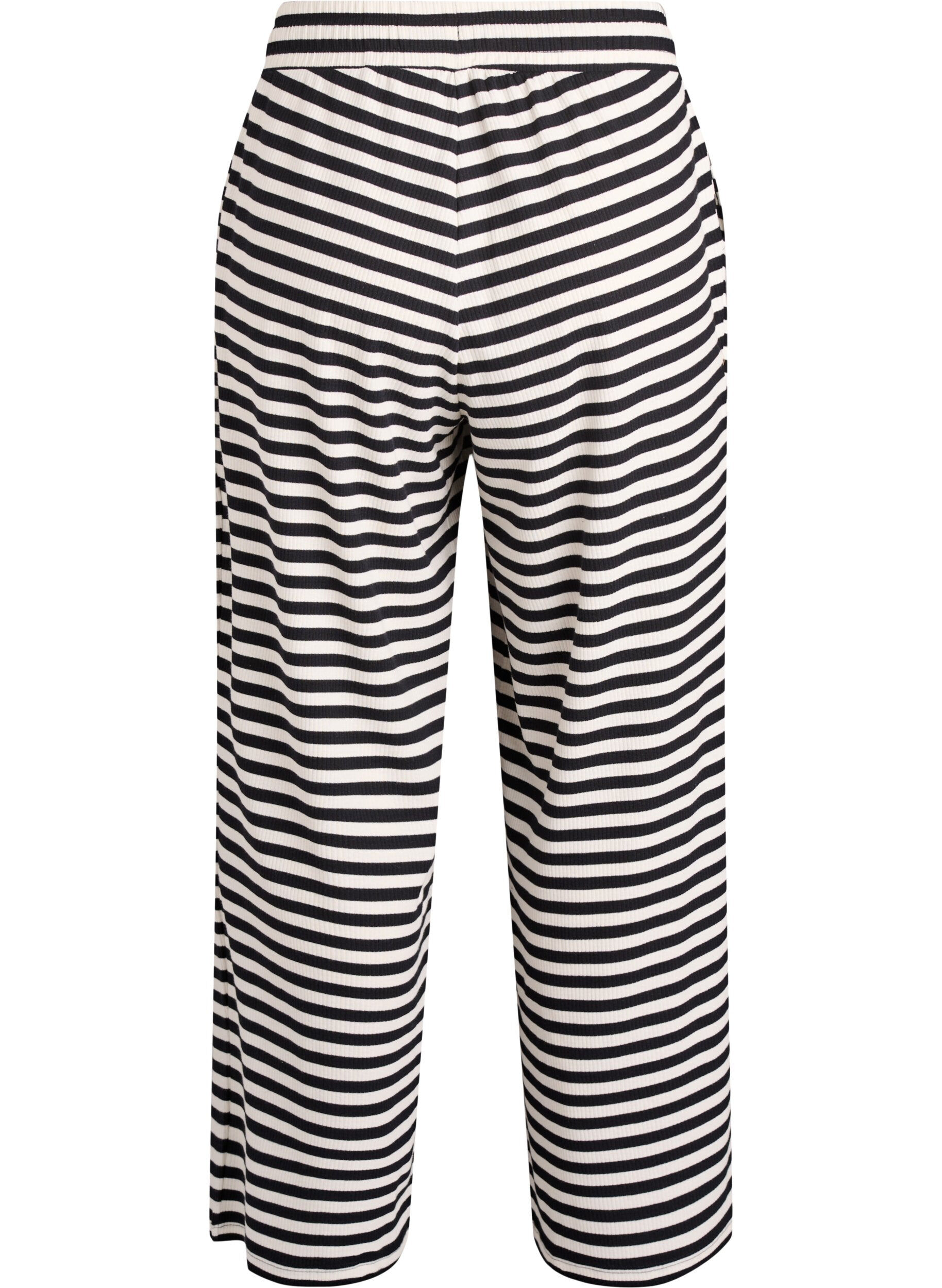 ZizziGestreifte Schlafanzughose mit hoher Taille und weiten Beinen, Schwarz, Packshot image number 1