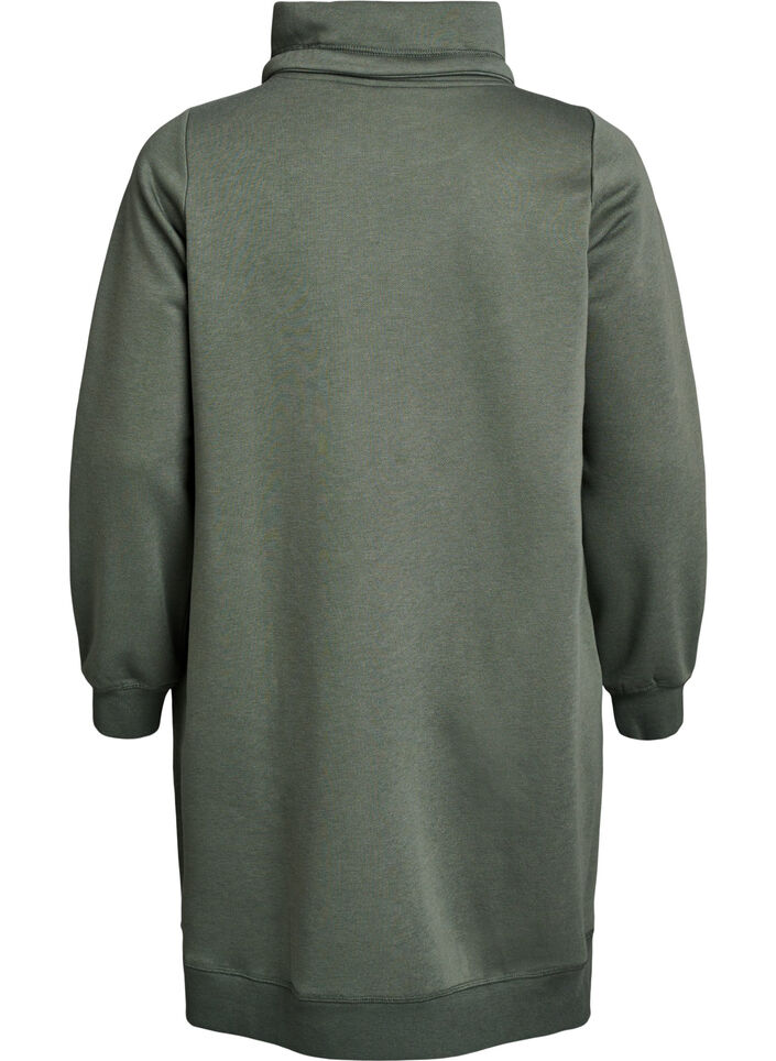 FLASH - Robe sweat-shirt courte à col montant et poches, Vert, Packshot image number 1