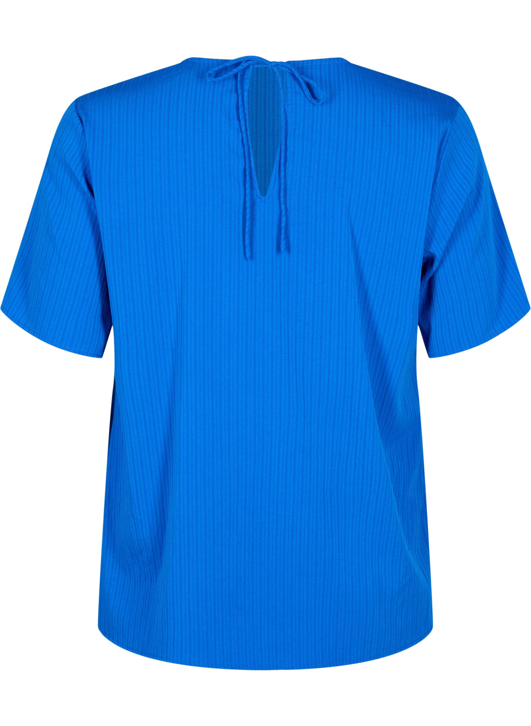 Zizzi Chemisier &agrave; manches courtes en viscose avec liens, Princess Blue, Packshot image number 1