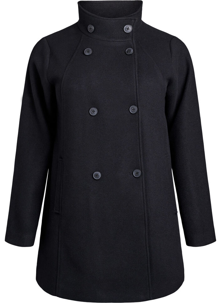 Manteau court à la coupe évasée, Noir, Packshot image number 0