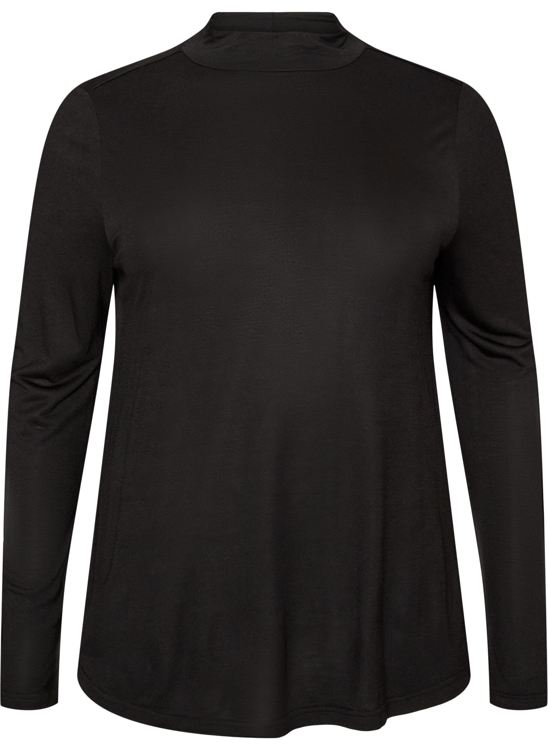 ZizziBlouse &agrave; col montant en jersey de viscose, Noir, Packshot image number 0