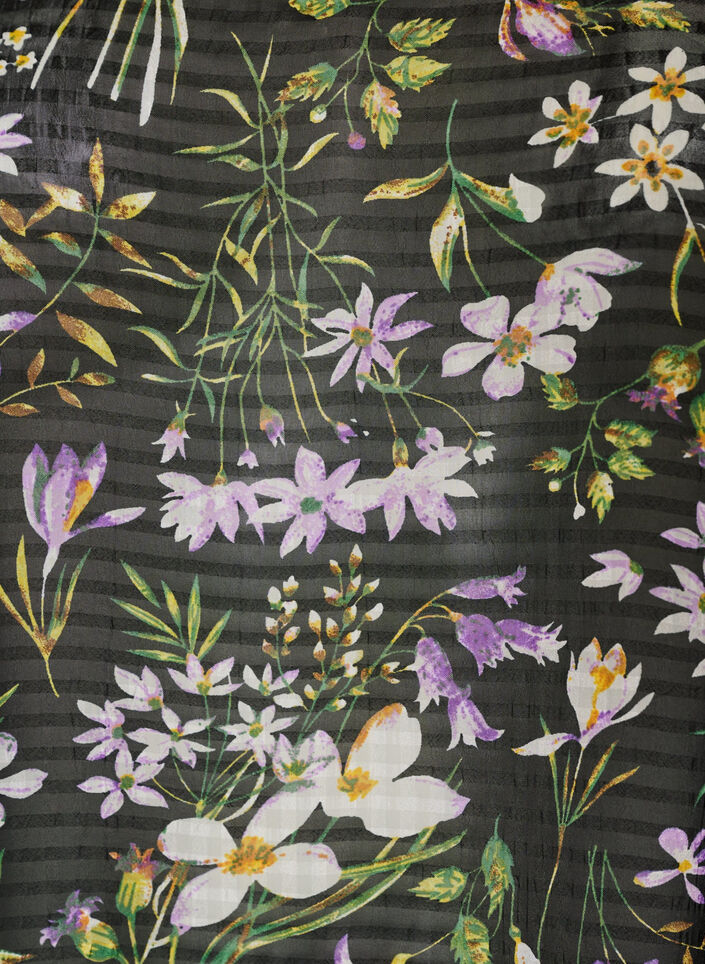 Gebl&uuml;mte Bluse mit V-Ausschnitt, Schwarz, Packshot image number 2
