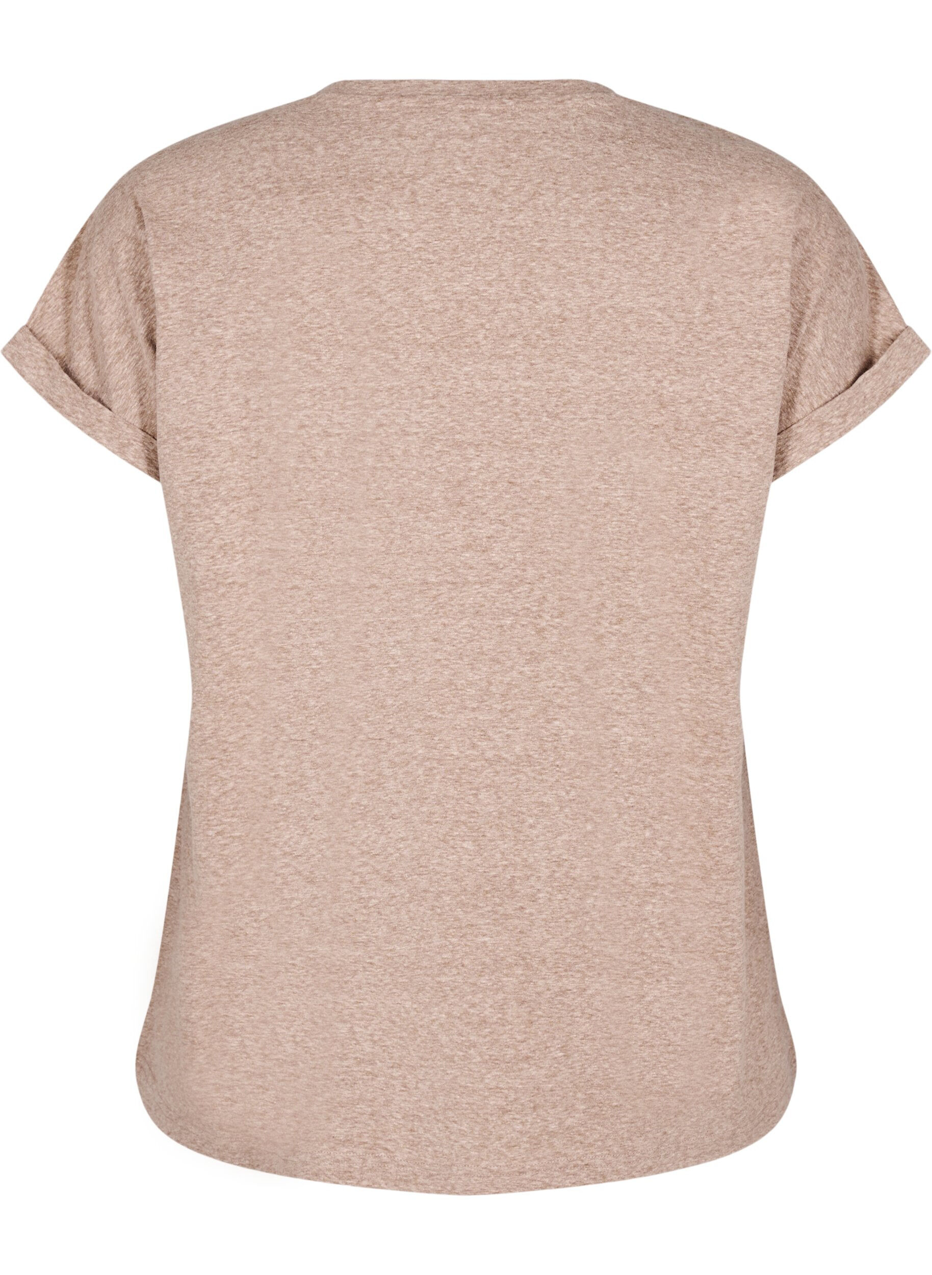 Zizzi Melange T-Shirt mit kurzen &Auml;rmeln, Braun, Packshot image number 1