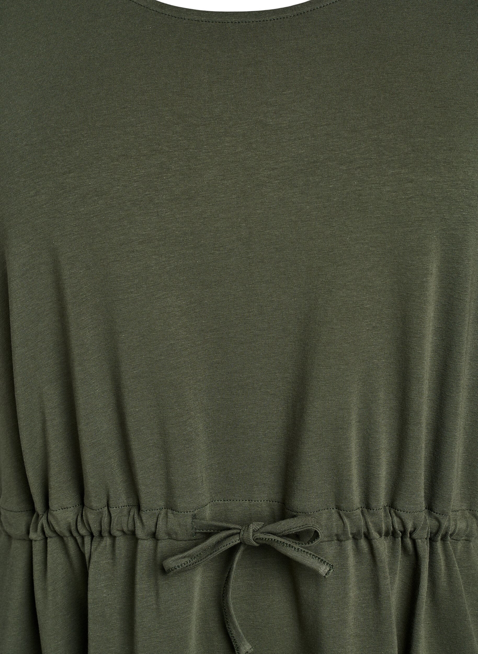 Zizzi Midikleid aus Baumwolle mit kurzen &Auml;rmeln, Gr&uuml;n, Packshot image number 2