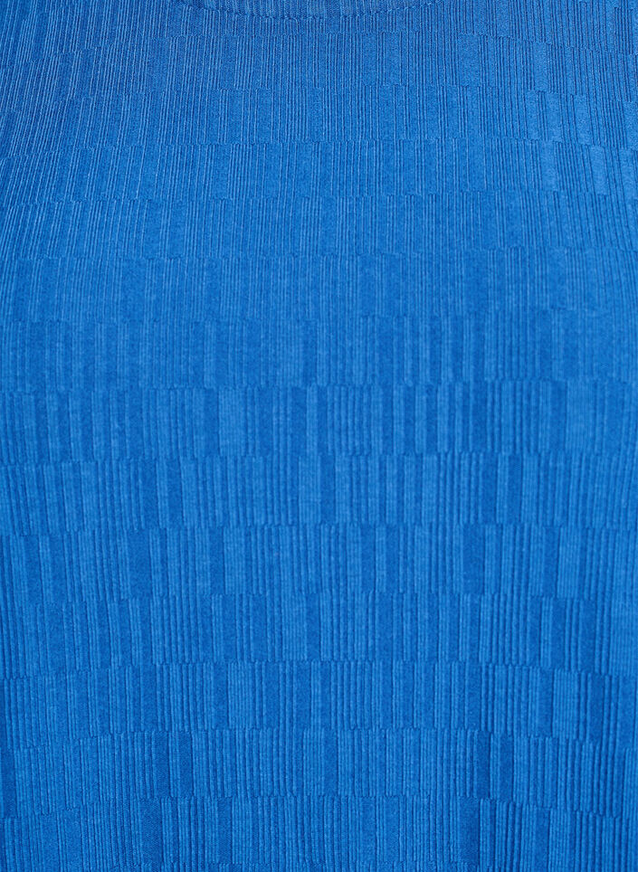 Chemisier &agrave; texture et manches 3/4, Bleu, Packshot image number 2
