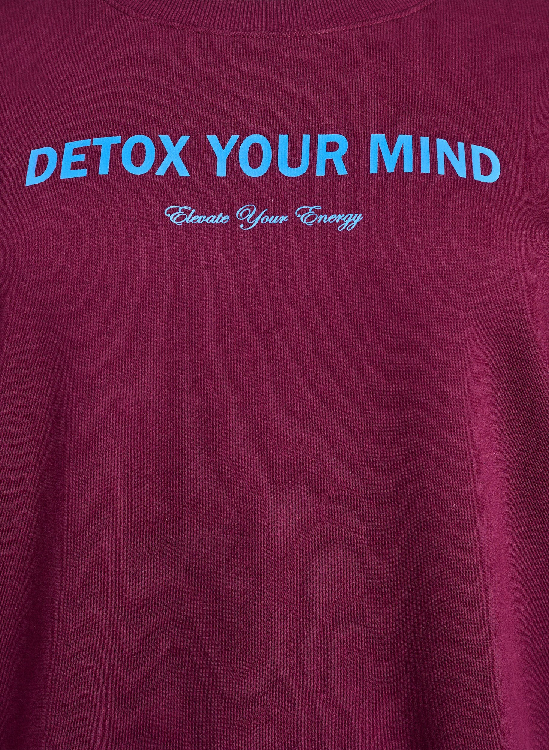 Zizzi Sweat-shirt avec imprim&eacute; texte, Bordeaux fonc&eacute;, Packshot image number 2