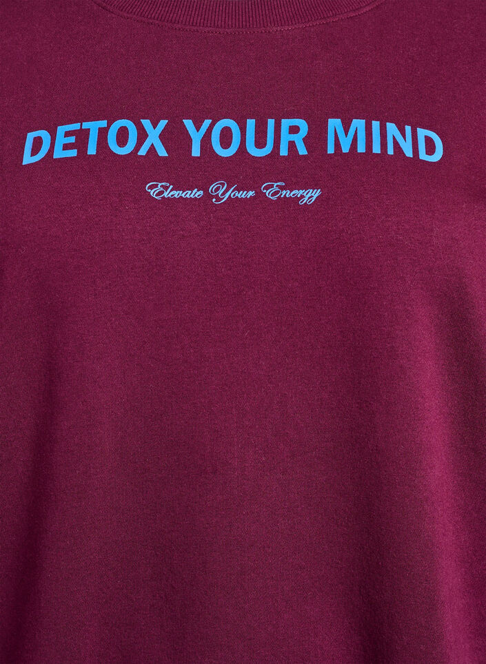 Sweat-shirt avec imprim&eacute; texte, Bordeaux fonc&eacute;, Packshot image number 2