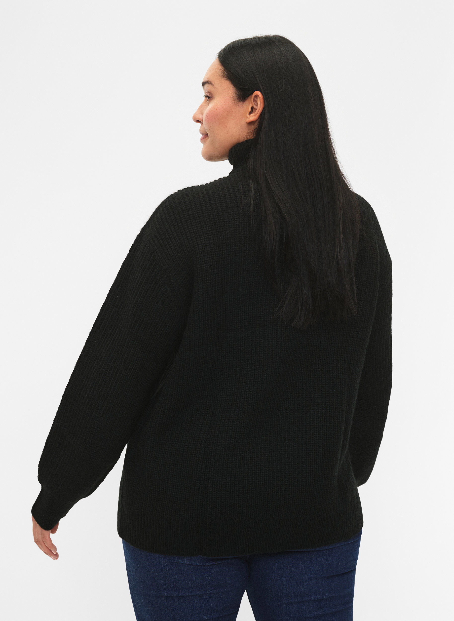 ZizziPull en tricot avec col haut et fermeture &eacute;clair, Noir, Model image number 2