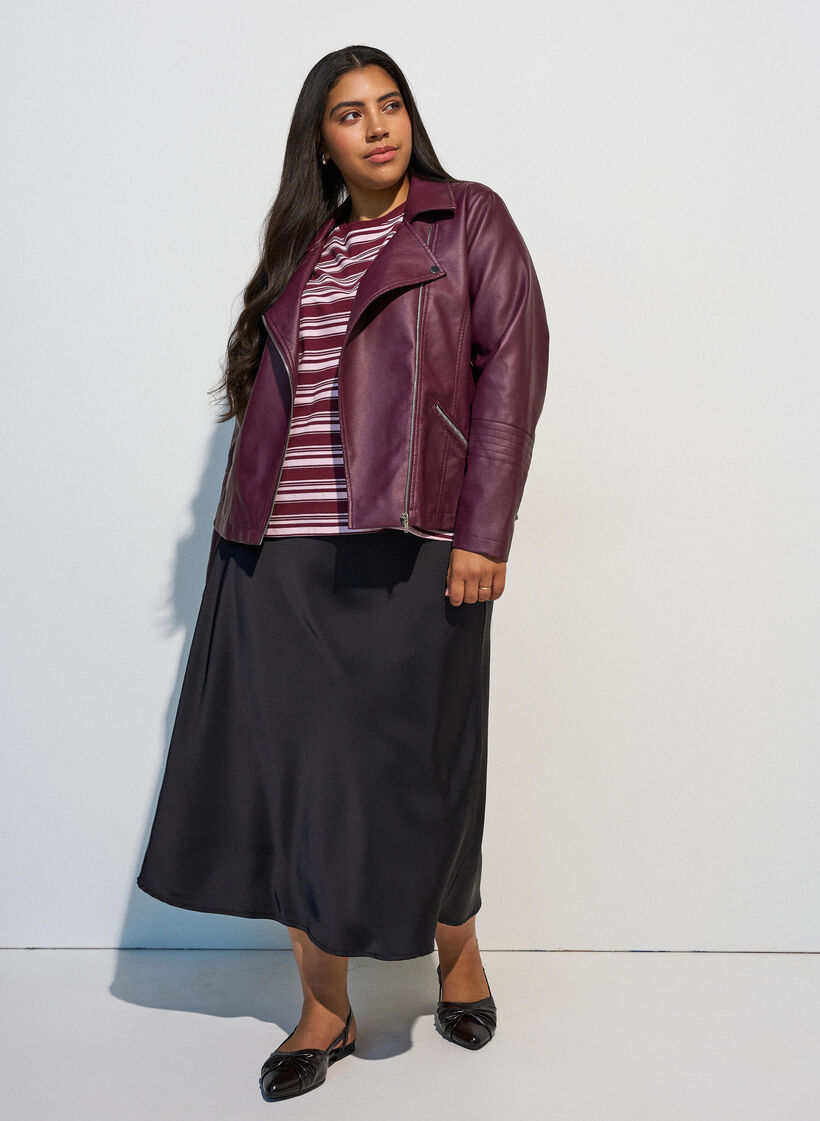 Perfecto en similicuir, Bordeaux, Model image number 1