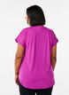 T-shirt de sport &agrave; manches courtes et col en V, Violet, Model image number 2