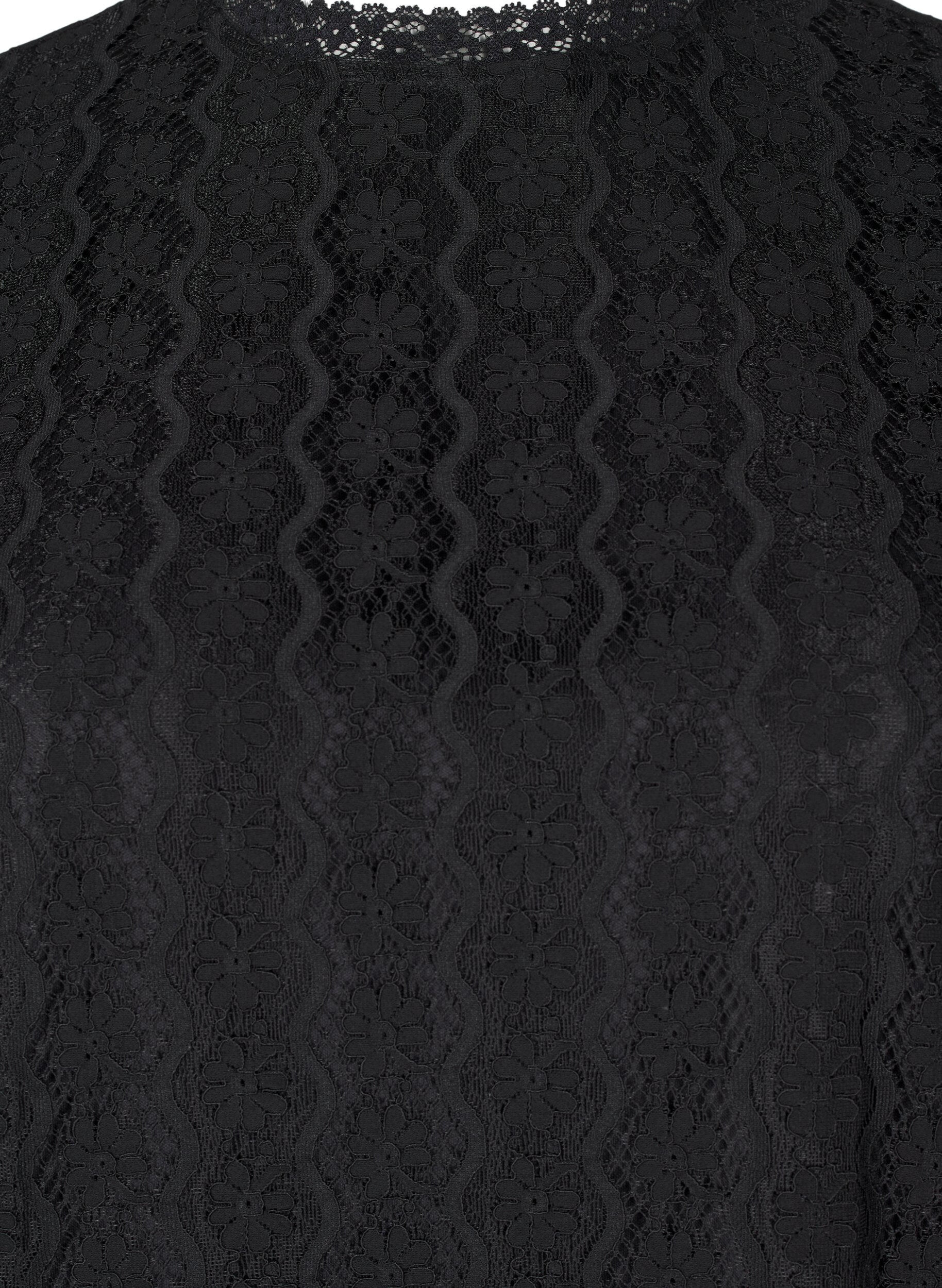 Zizzi Spitzentop mit R&uuml;schendetails, Schwarz, Packshot image number 2