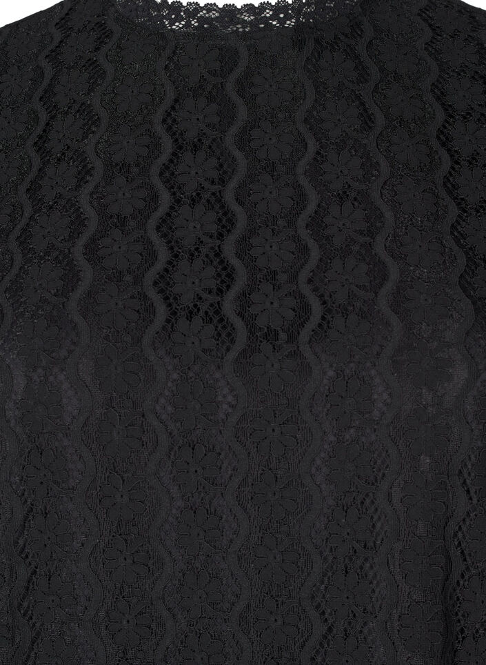 Spitzentop mit Rüschendetails, Schwarz, Packshot image number 2